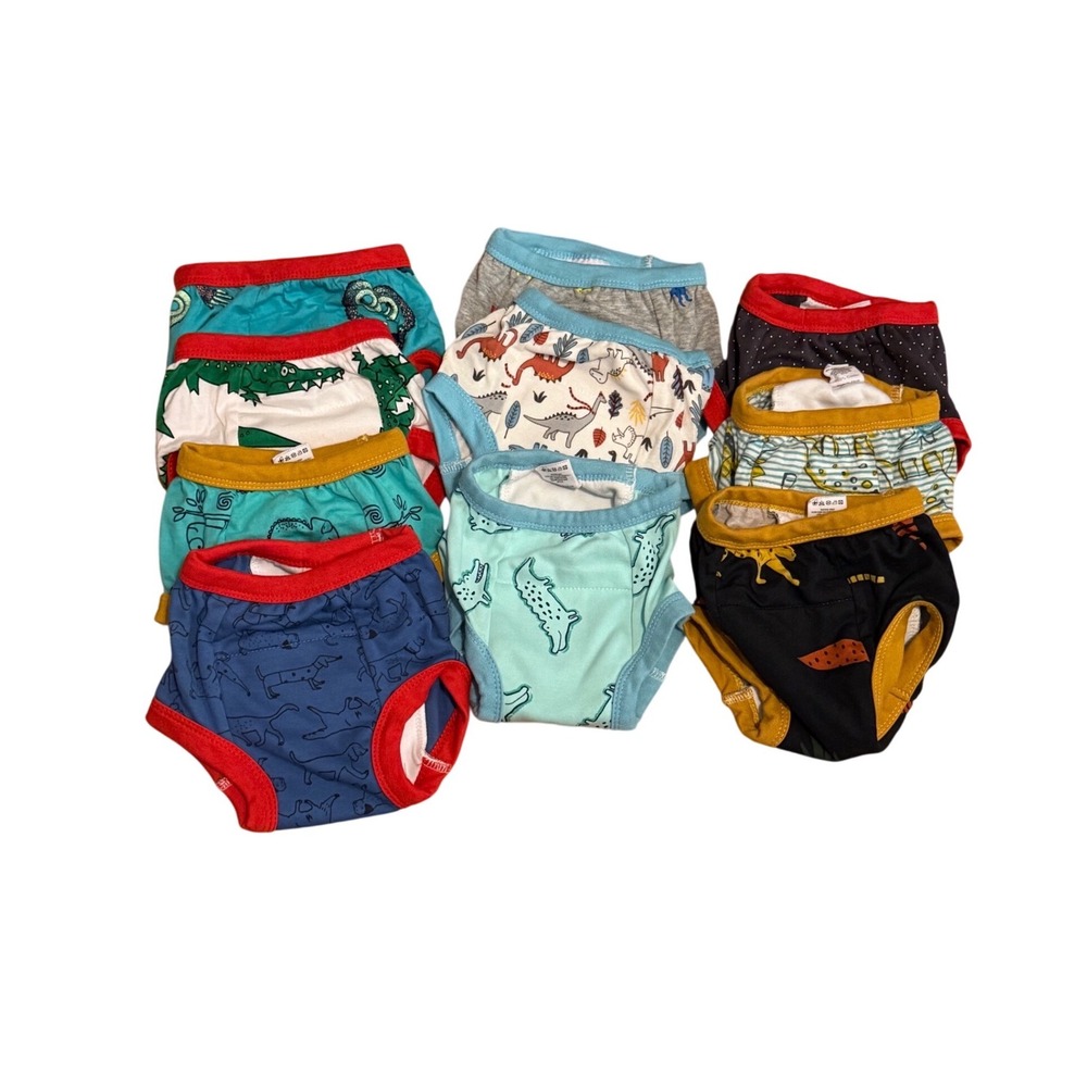 10 Pack Toddler Training Pants 100% Cotton Animal Dinosaur Prints Multi Color